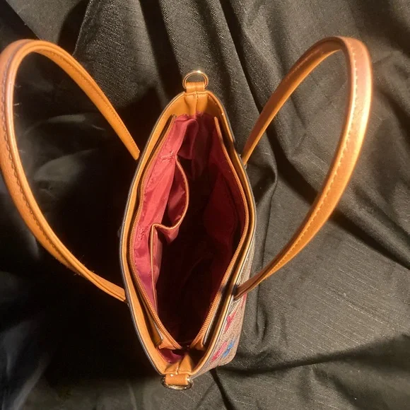 American Bee Butterfly Print Tote Bag with Tan Accents - Picture 5 of 5